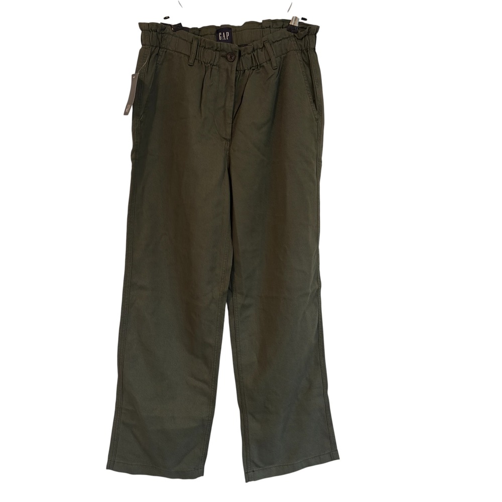 GAP Easy Twill Pants Womens Medium Green Olive Cotton‎ Lyocell Paperbag GP010050